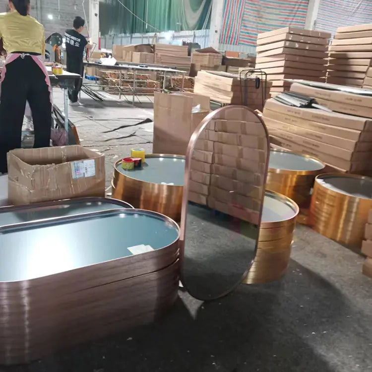 Aluminum Framed Oval Wall-Mounted Bathroom Mirror