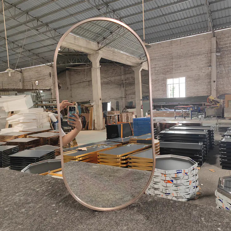 Aluminum Framed Oval Wall-Mounted Bathroom Mirror