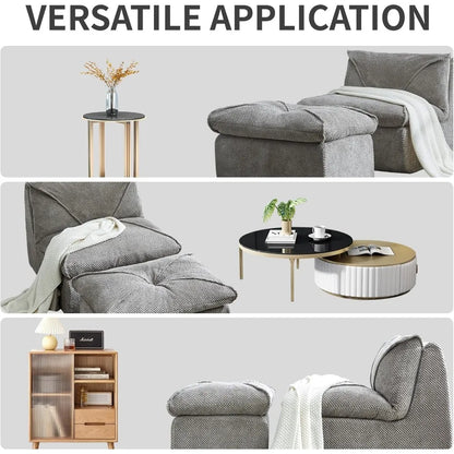 Oversized Bean Bag Sofa Chair with Ottoman for Adults and Teens, Lazy Sofa Chair with Back Support and New Foam Filled for Livin