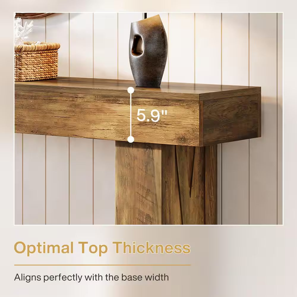 Turrella 63 In. Rectangle Farmhouse Entryway Table, Wood Console Table behind Couch Table for Entrance, Living Room