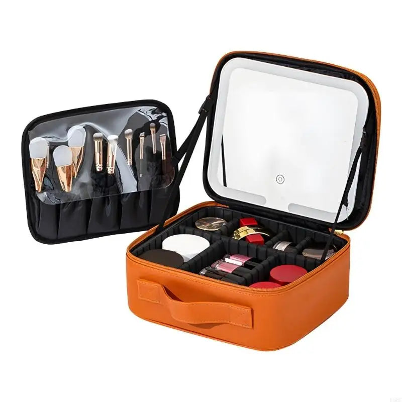 Portable LED Lighted Cosmetic Bag Multiple Compartment Waterproof Design For Nighttime Makeup Application