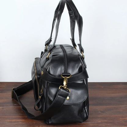High Quality Men's Luggage PU Leather Big Messenger Bags Storage Crossbody Bag Male Travel Shoulder Bag Retro Duffle Handbag