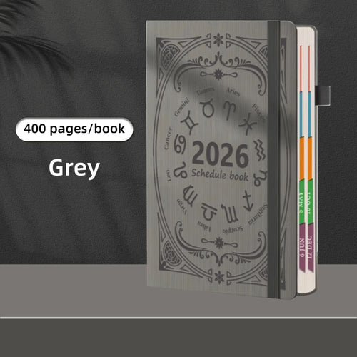 2026 A5 Textured PU Portable Agenda Book English Calendar Book Notepads Creative Daily Planner Reminder Desktop Date Calendar