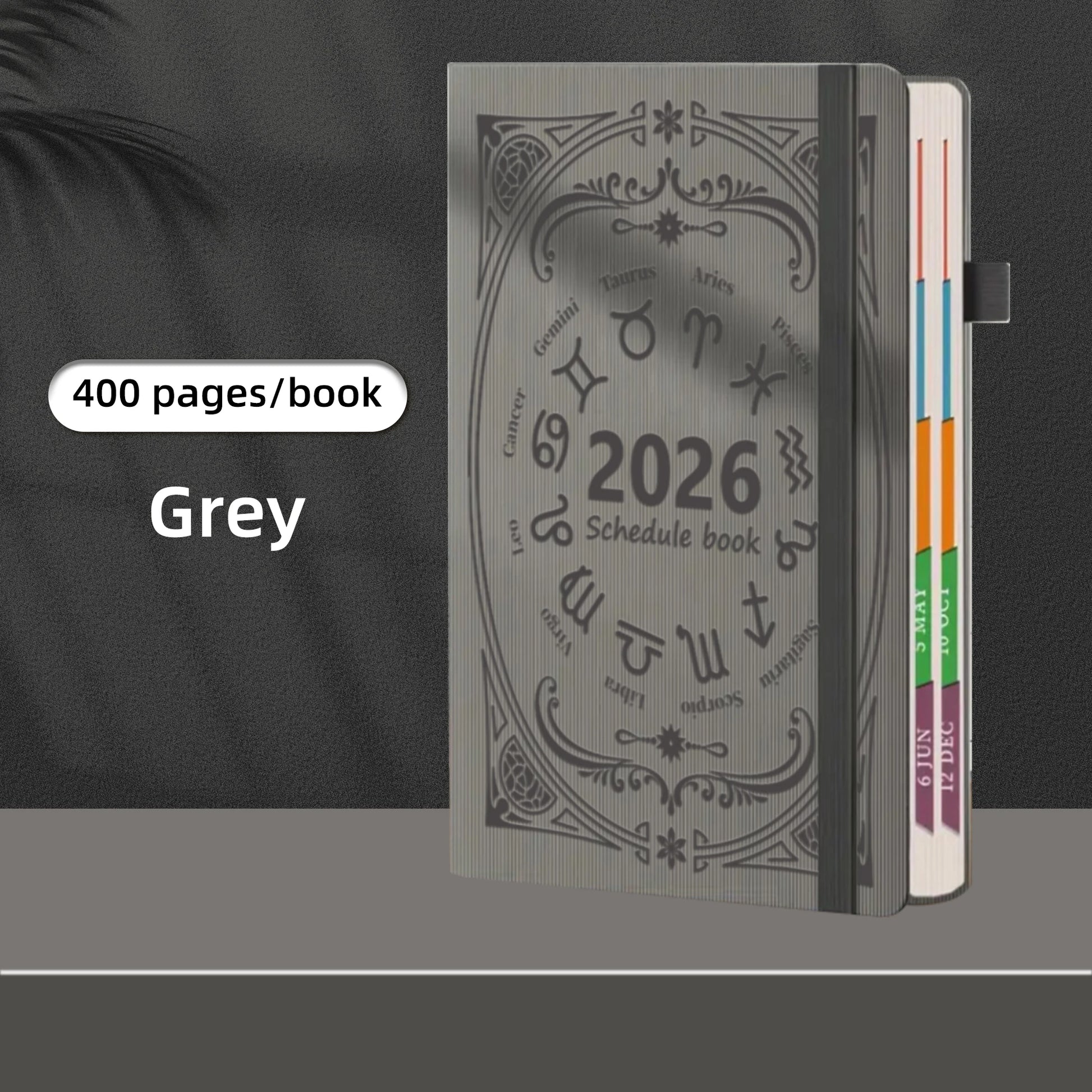 2026 A5 Textured PU Portable Agenda Book English Calendar Book Notepads Creative Daily Planner Reminder Desktop Date Calendar