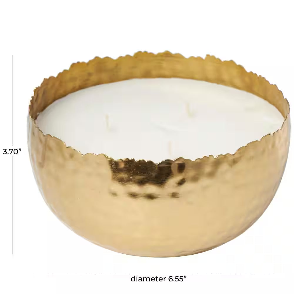 Gold Egyptian Mint Scented Hammered 30 Oz. 3 Wick Candle with White Wax