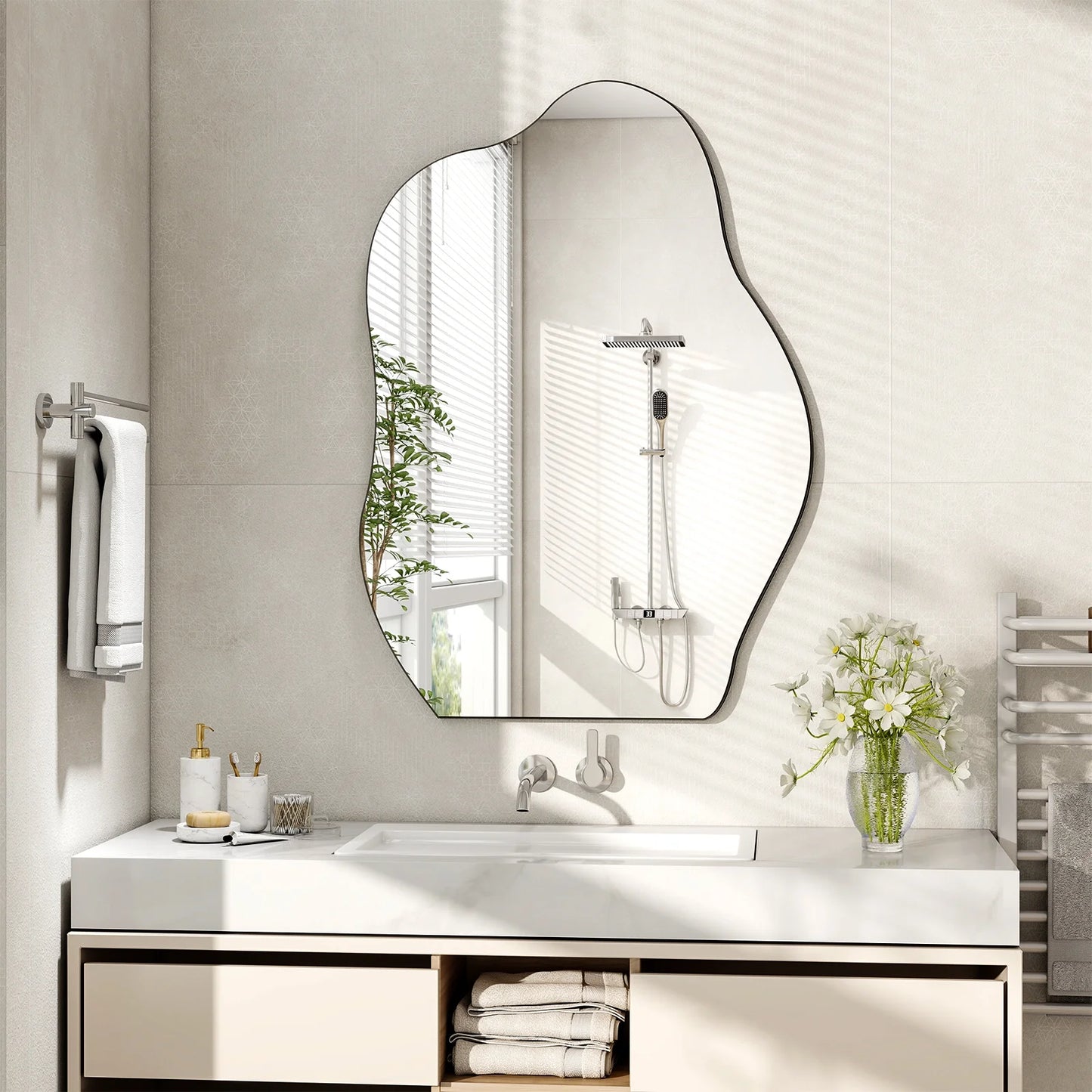 26"X38" Irregular Bathroom Wall Mirror Vanity Wall Mirror