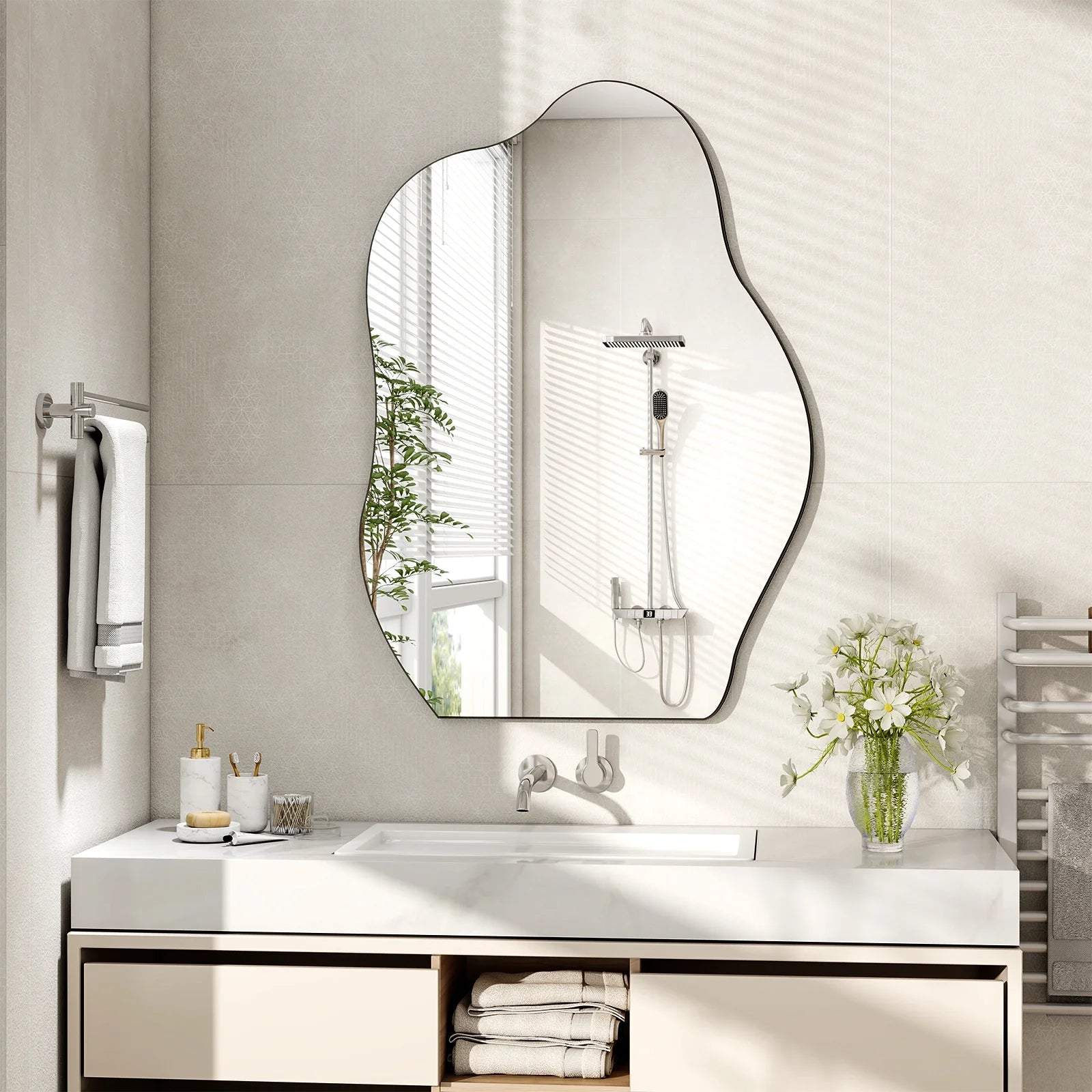 26"X38" Irregular Bathroom Wall Mirror Vanity Wall Mirror