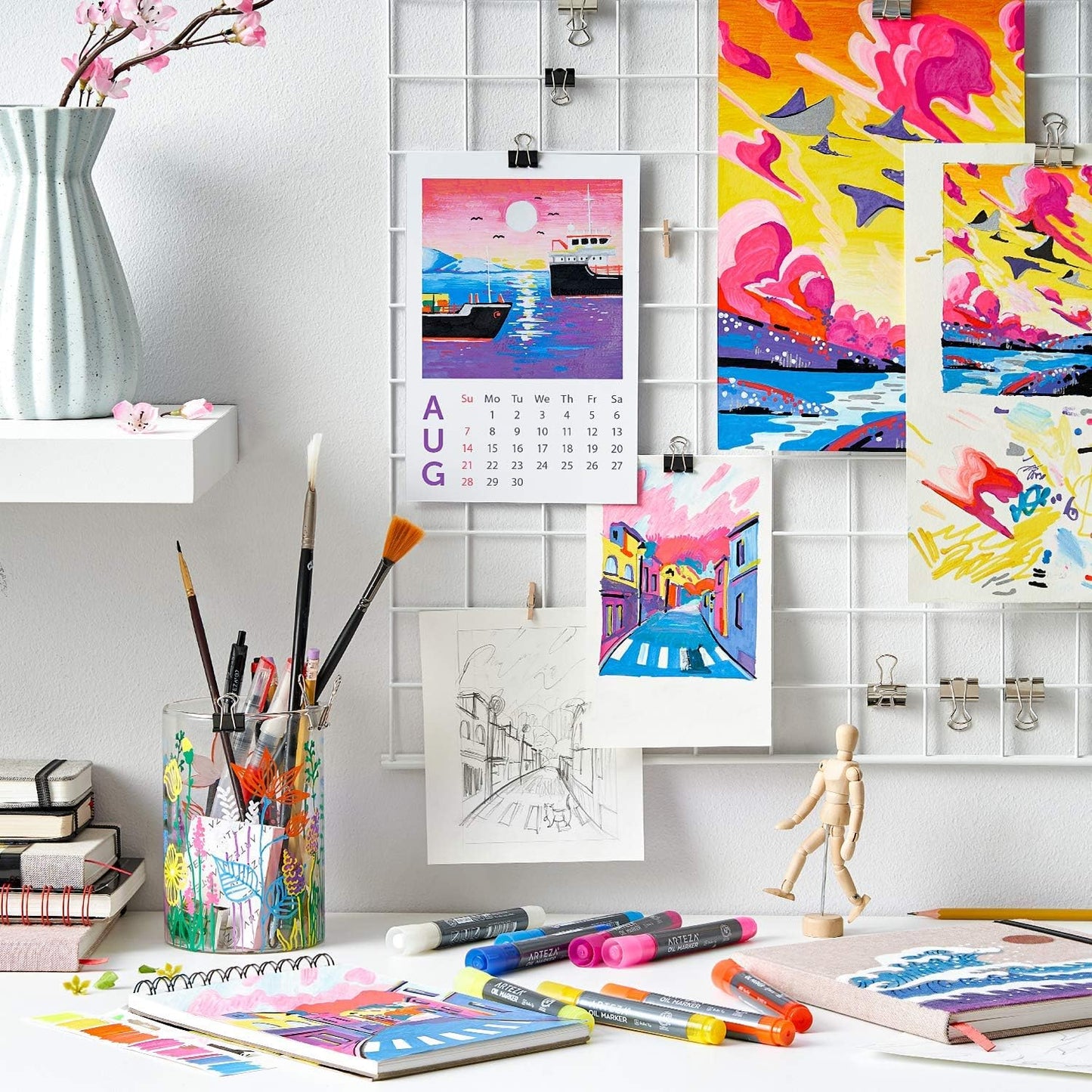 12-Pack Oil-Based Paint Markers, Black, 2.5 mm Permanent Pens, Waterproof Art Supplies for Various Surfaces Including Stone, Wood, Glass, Metal, Canvas, and Paper