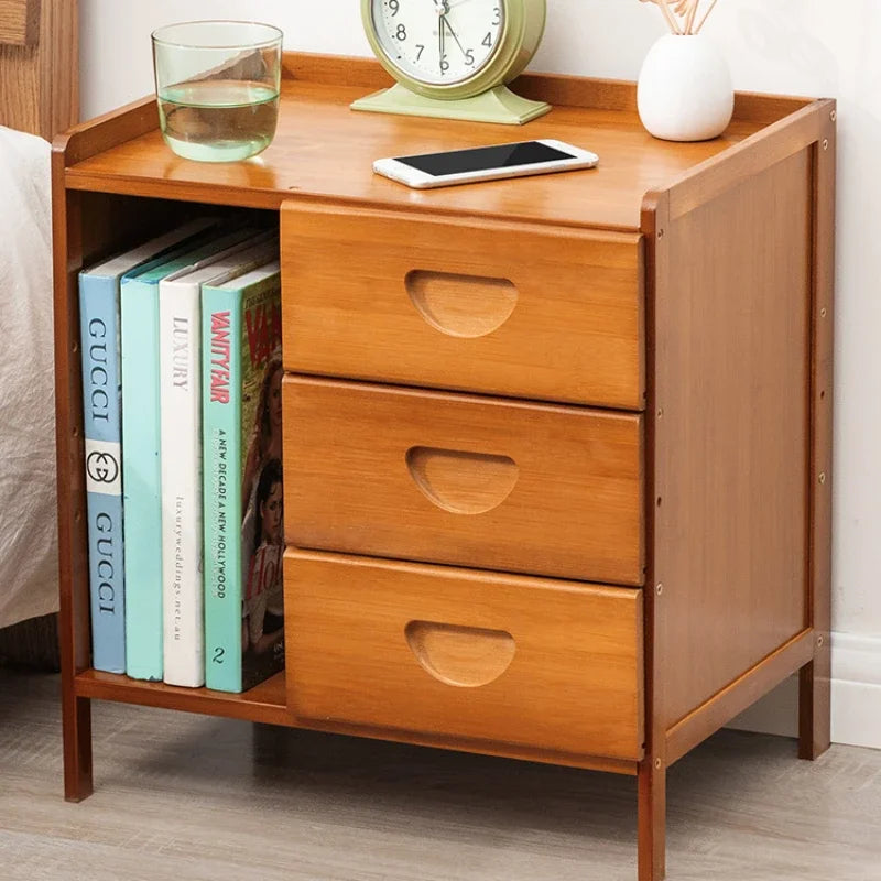 Bamboo Nightstands Bedside Tables with Open Storage Compartments Modern Side Table Easy To Assemble End Table for Bedroom