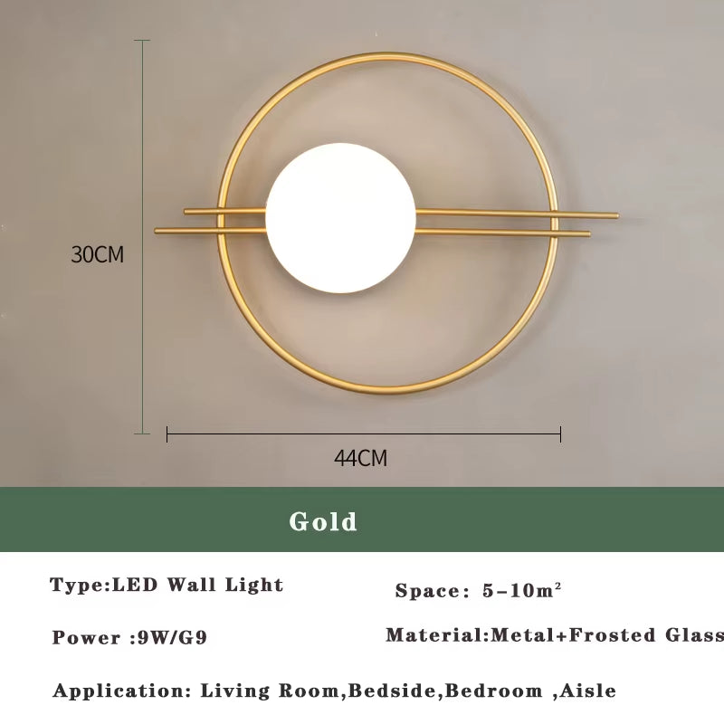 Nordic Golden LED Wall Lamp with 9W G9 Bulb Indoor LED Wall Lighting Fixtures for Bedroom Living Room Black Wall Sconce