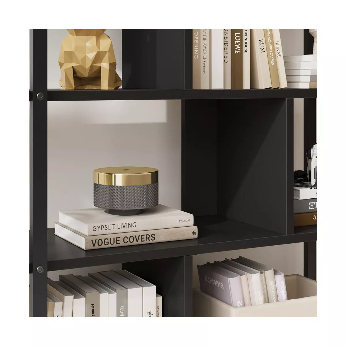 5 Tier Rattan Bookshelf with Storage Cabinet & Door, 71.1 Inch Tall Industrial Book Shelf,5 Shelf Bookcase with Metal Frame