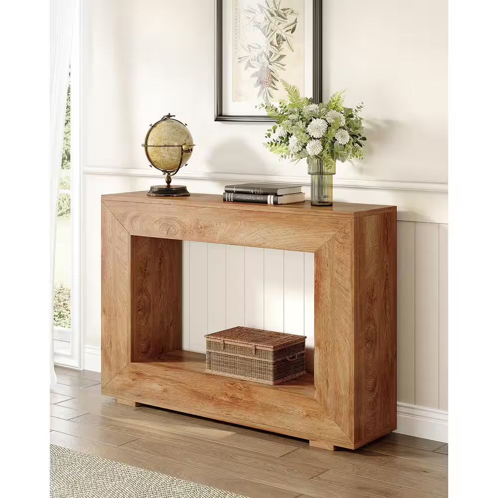 Turrella 47 In. Wood Color Rectangle MDF Console Table with Storage, Accent Table for Living Room, Entrance, Hallway