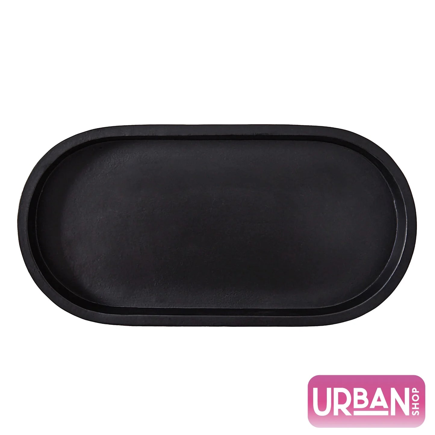 Black Ceramic Oval Tray, 11.8" W