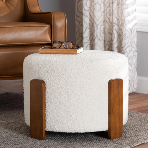 Finlay Japandi Footstool, One Size, Walnut Brown