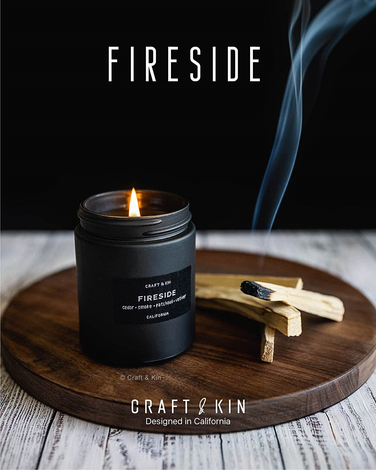 Scented Candles for Men | Smokey Fireside Scented Candle | Aromatherapy Candle