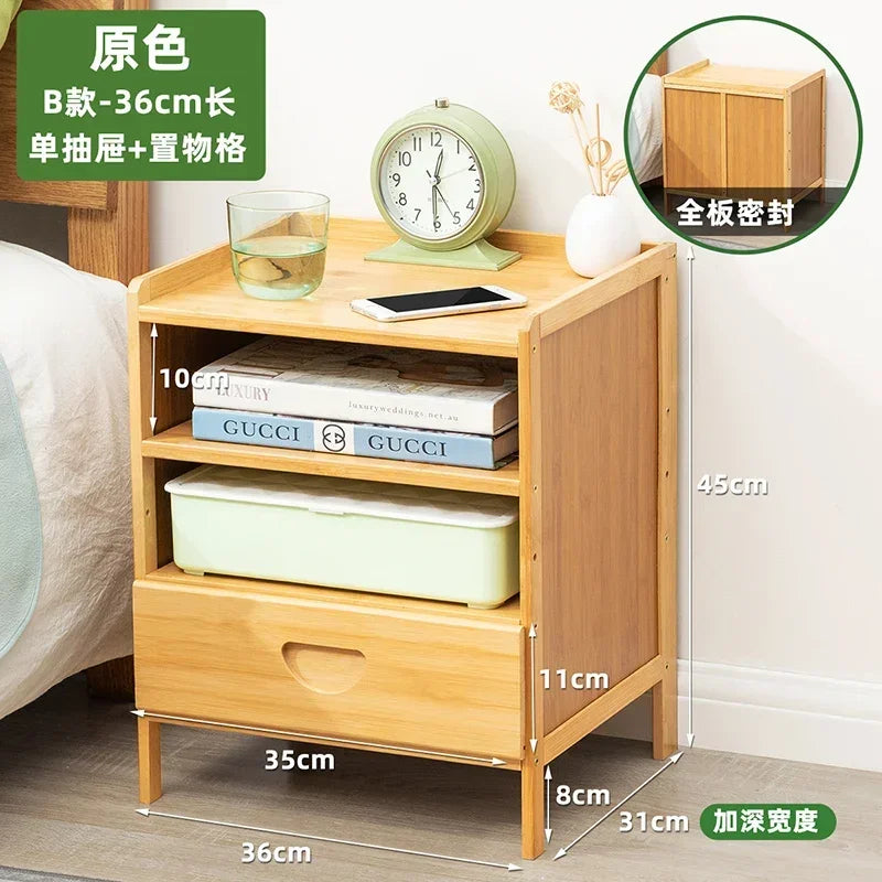 Bamboo Nightstands Bedside Tables with Open Storage Compartments Modern Side Table Easy To Assemble End Table for Bedroom