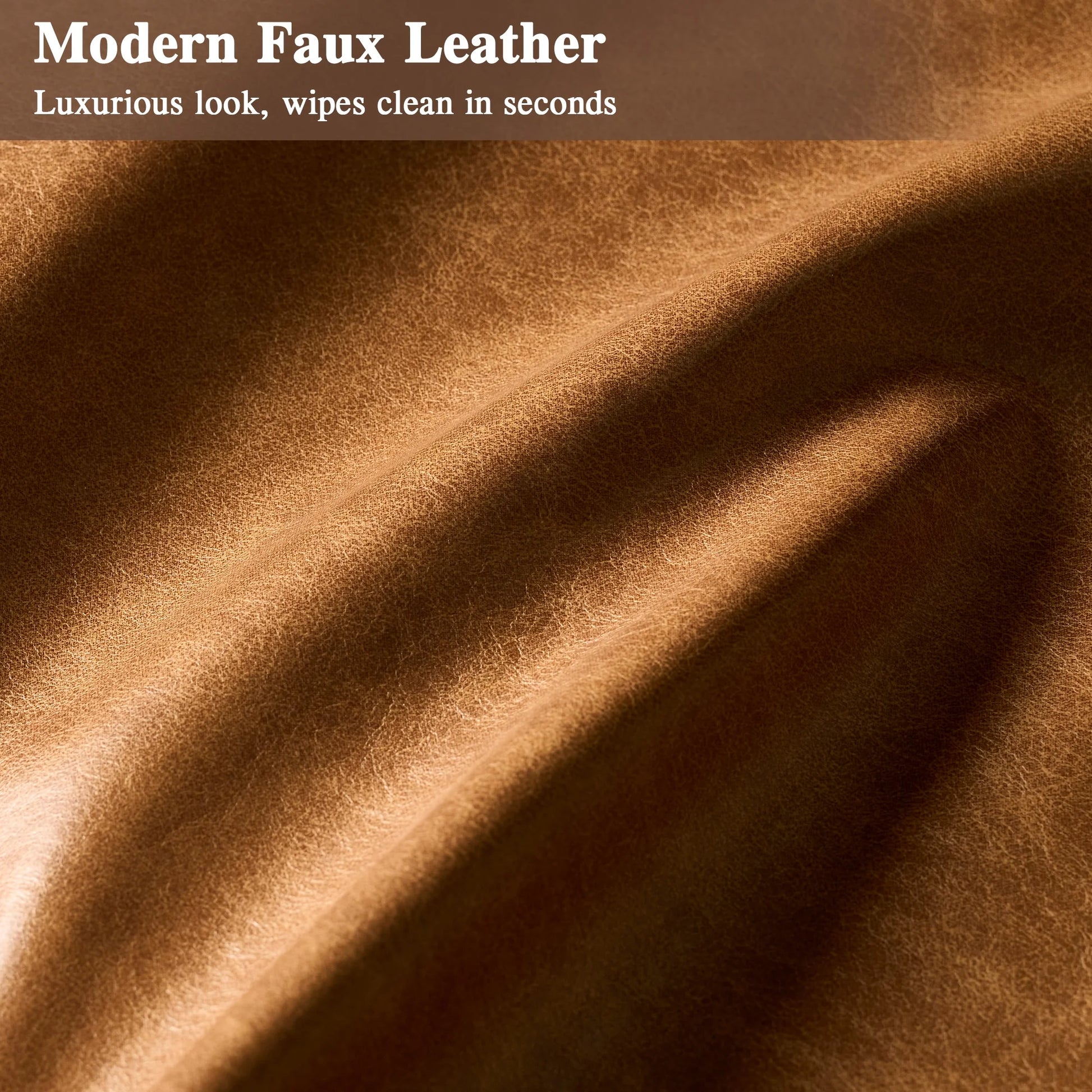 114" Modular Sectional Sofa L-Shaped Faux Leather Couch with Chaise Extra Deep Seat Cloud Sofa for Living Room No Assembly Brown