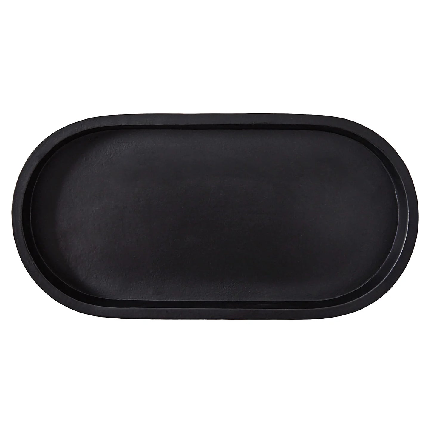 Black Ceramic Oval Tray, 11.8" W