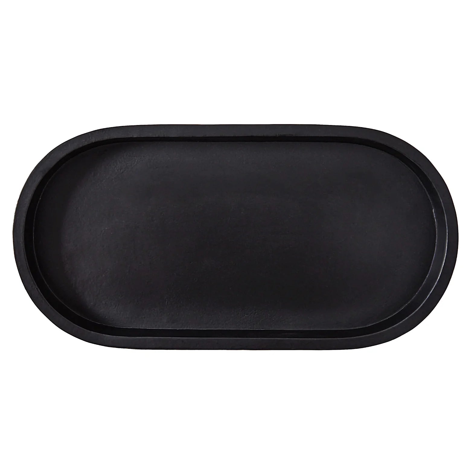 Black Ceramic Oval Tray, 11.8" W