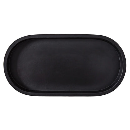 Black Ceramic Oval Tray, 11.8" W