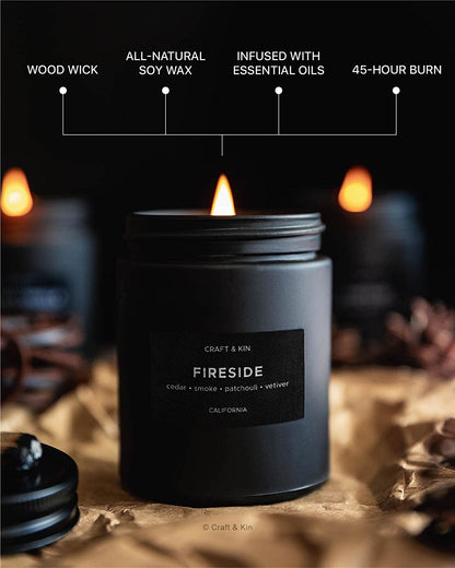 Scented Candles for Men | Smokey Fireside Scented Candle | Aromatherapy Candle