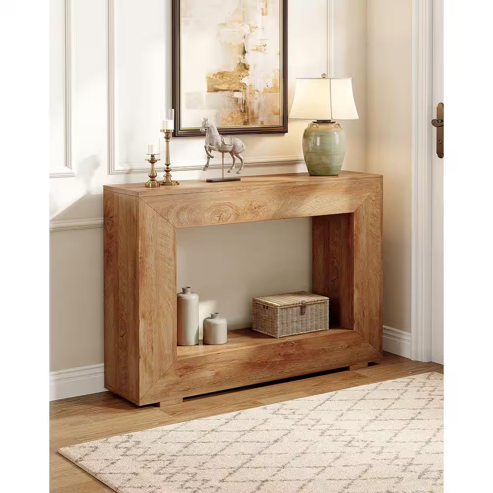 Turrella 47 In. Wood Color Rectangle MDF Console Table with Storage, Accent Table for Living Room, Entrance, Hallway