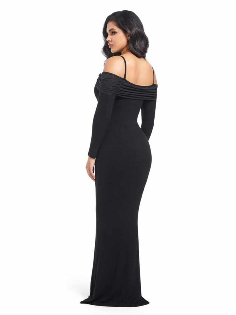 Long Sleeve Maxi Shapewear Dress with Built in Body Shaper Formal Womenswear Underwear Lady Underwear Lady Workwear Formal Wear Basic Clothing