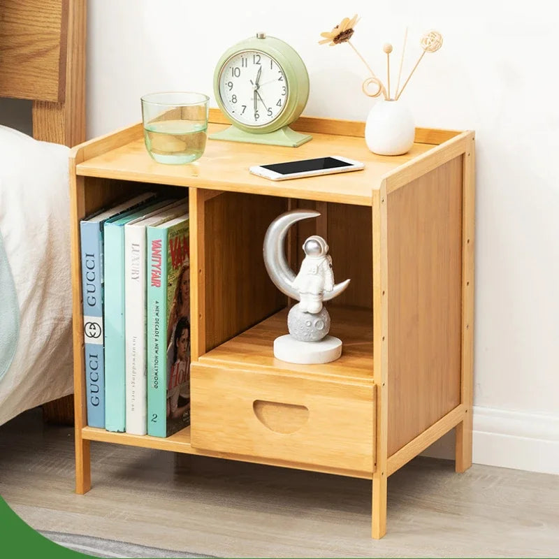 Bamboo Nightstands Bedside Tables with Open Storage Compartments Modern Side Table Easy To Assemble End Table for Bedroom