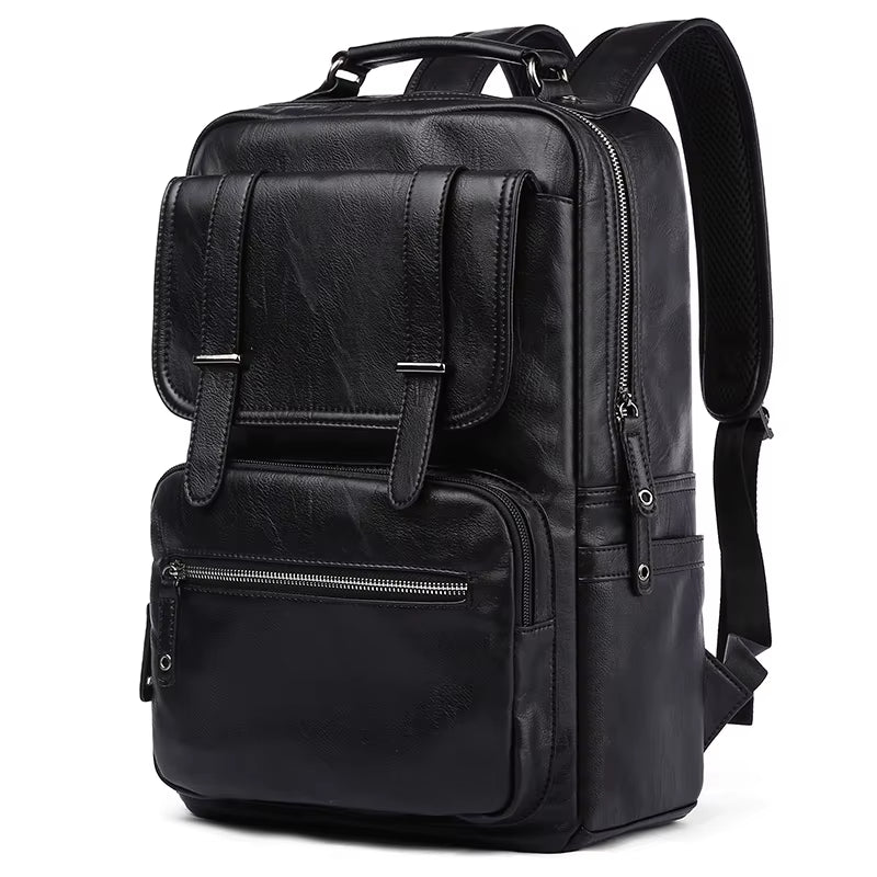 Leather PU Backpack Men Mochila Laptop Backpack School Travel Leather Backpack