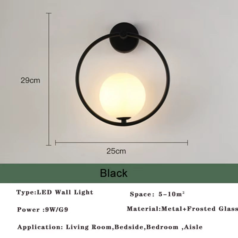 Nordic Golden LED Wall Lamp with 9W G9 Bulb Indoor LED Wall Lighting Fixtures for Bedroom Living Room Black Wall Sconce