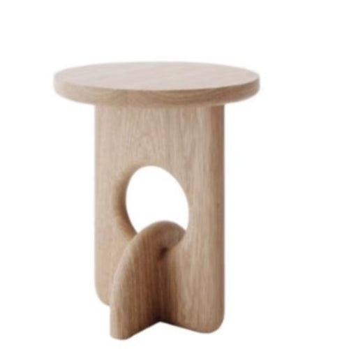 Simple Style Solid Wood Material Carbonized Black round Side Table Can Be Used for Balcony Coffee Table Simple Sofa Side Table