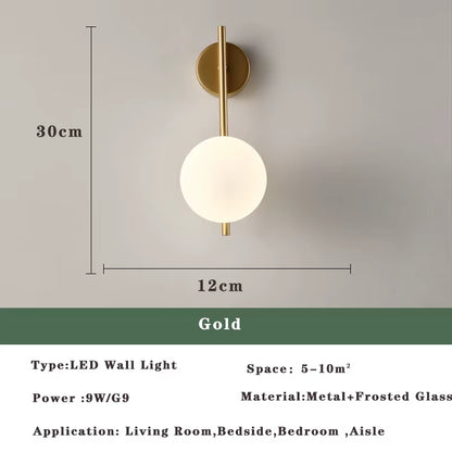 Nordic Golden LED Wall Lamp with 9W G9 Bulb Indoor LED Wall Lighting Fixtures for Bedroom Living Room Black Wall Sconce