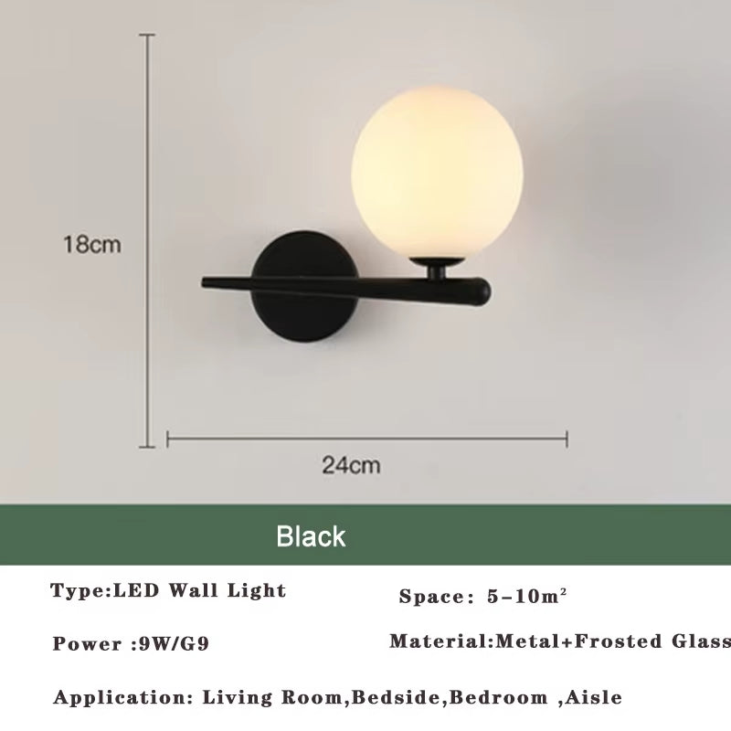 Nordic Golden LED Wall Lamp with 9W G9 Bulb Indoor LED Wall Lighting Fixtures for Bedroom Living Room Black Wall Sconce