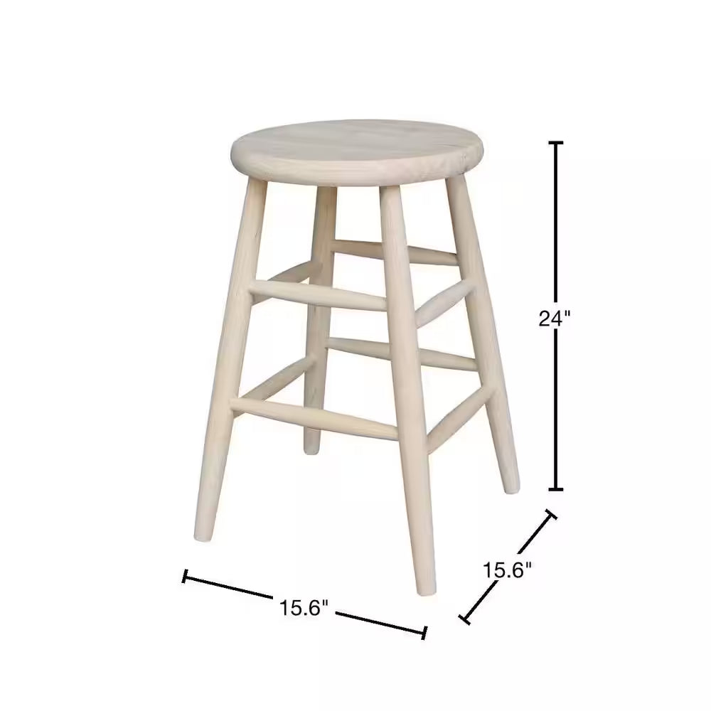 24 In. Unfinished Wood Bar Stool
