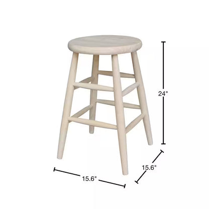 24 In. Unfinished Wood Bar Stool